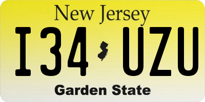 NJ license plate I34UZU