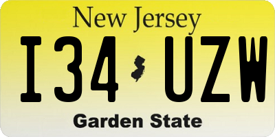 NJ license plate I34UZW
