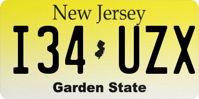 NJ license plate I34UZX