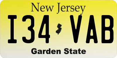 NJ license plate I34VAB