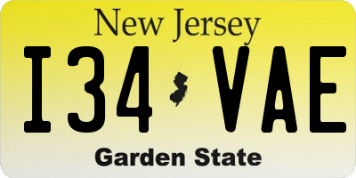 NJ license plate I34VAE