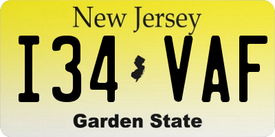 NJ license plate I34VAF