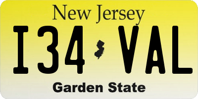 NJ license plate I34VAL