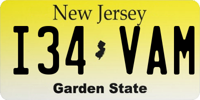 NJ license plate I34VAM