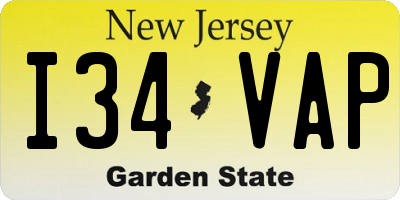 NJ license plate I34VAP