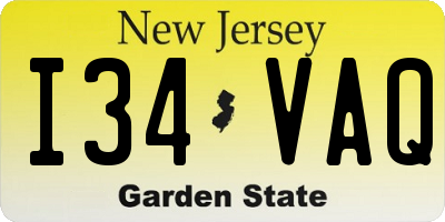 NJ license plate I34VAQ