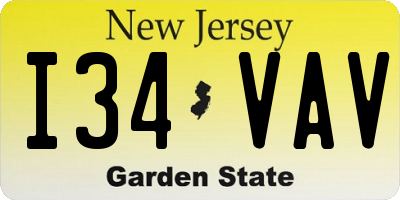 NJ license plate I34VAV