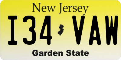 NJ license plate I34VAW