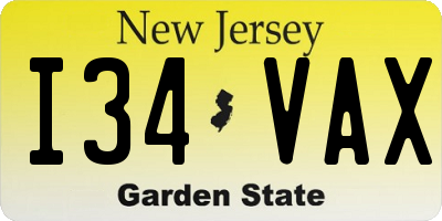 NJ license plate I34VAX