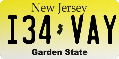 NJ license plate I34VAY