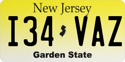NJ license plate I34VAZ