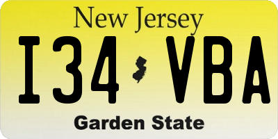 NJ license plate I34VBA