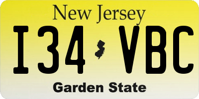 NJ license plate I34VBC