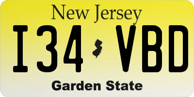 NJ license plate I34VBD
