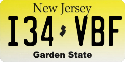 NJ license plate I34VBF