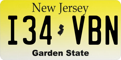 NJ license plate I34VBN