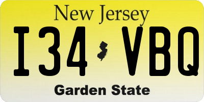 NJ license plate I34VBQ