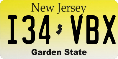 NJ license plate I34VBX