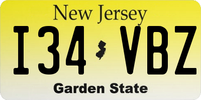 NJ license plate I34VBZ