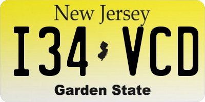NJ license plate I34VCD