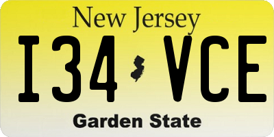 NJ license plate I34VCE
