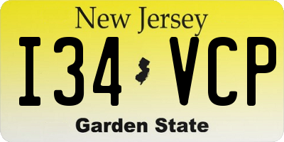 NJ license plate I34VCP