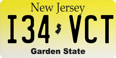 NJ license plate I34VCT
