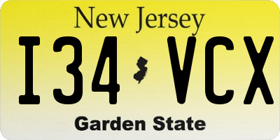 NJ license plate I34VCX