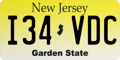 NJ license plate I34VDC