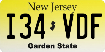 NJ license plate I34VDF