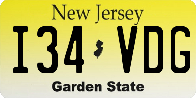 NJ license plate I34VDG