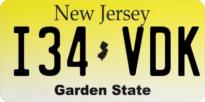 NJ license plate I34VDK