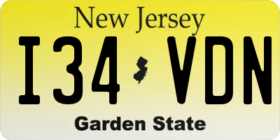 NJ license plate I34VDN