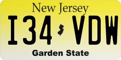 NJ license plate I34VDW