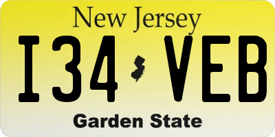 NJ license plate I34VEB