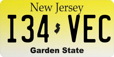 NJ license plate I34VEC