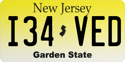 NJ license plate I34VED