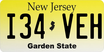 NJ license plate I34VEH