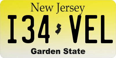 NJ license plate I34VEL