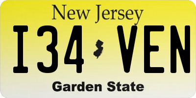 NJ license plate I34VEN