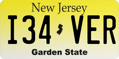 NJ license plate I34VER