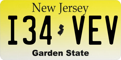 NJ license plate I34VEV