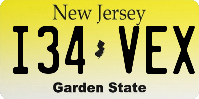 NJ license plate I34VEX