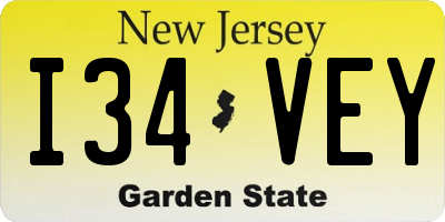 NJ license plate I34VEY