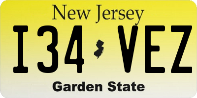 NJ license plate I34VEZ