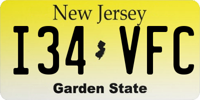 NJ license plate I34VFC
