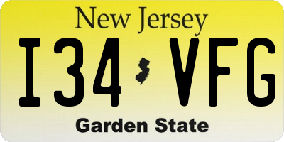 NJ license plate I34VFG