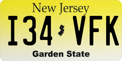 NJ license plate I34VFK