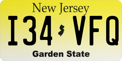 NJ license plate I34VFQ