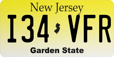 NJ license plate I34VFR